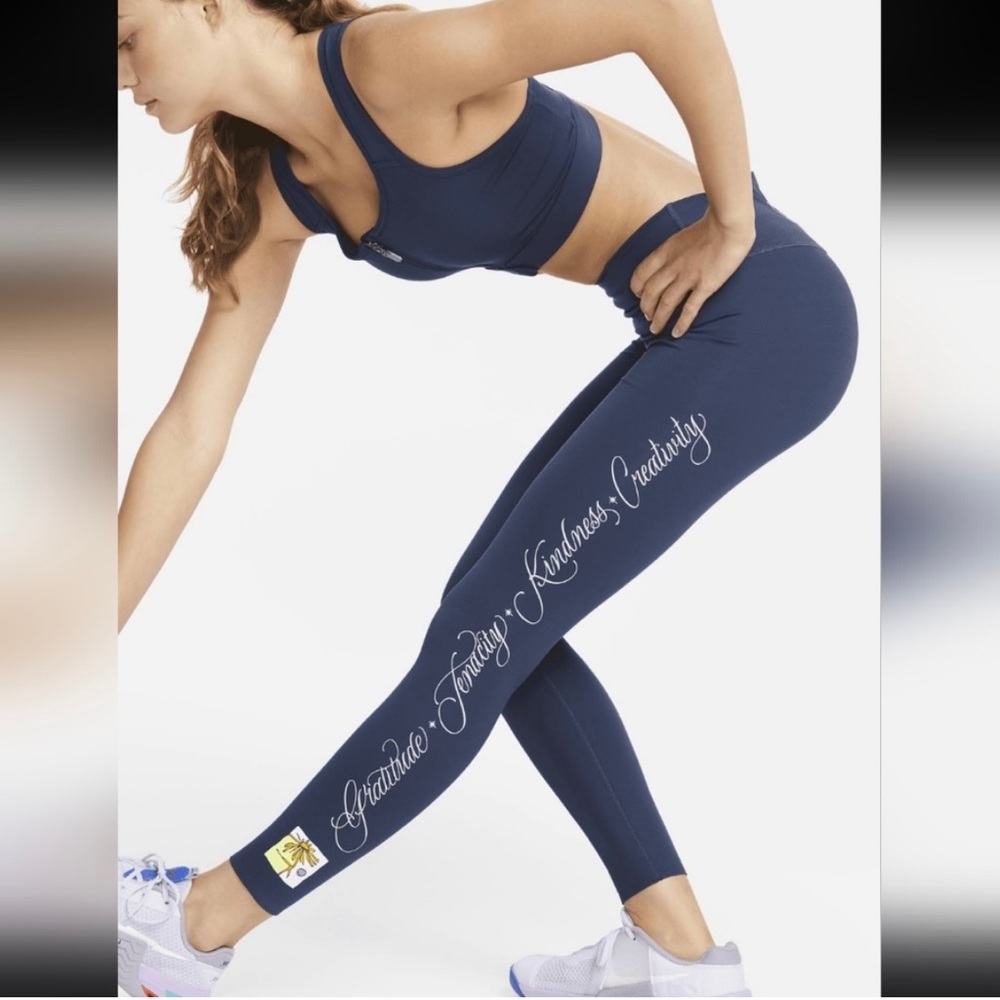 NWT Nike One Luxe Generosity Tenacity Kindness Creativity Leggings Blue